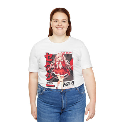 Anime Girl Graphic Tee — "Get Silly!" Red Harajuku Style T-Shirt