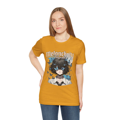Melancholy Tragedia Anime Tee — Blue Butterflies Graphic T-Shirt