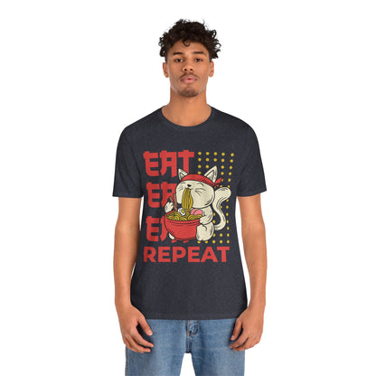 Ramen Cat Tee — "Eat Sleep Repeat" Cute Noodle Lover T-Shirt
