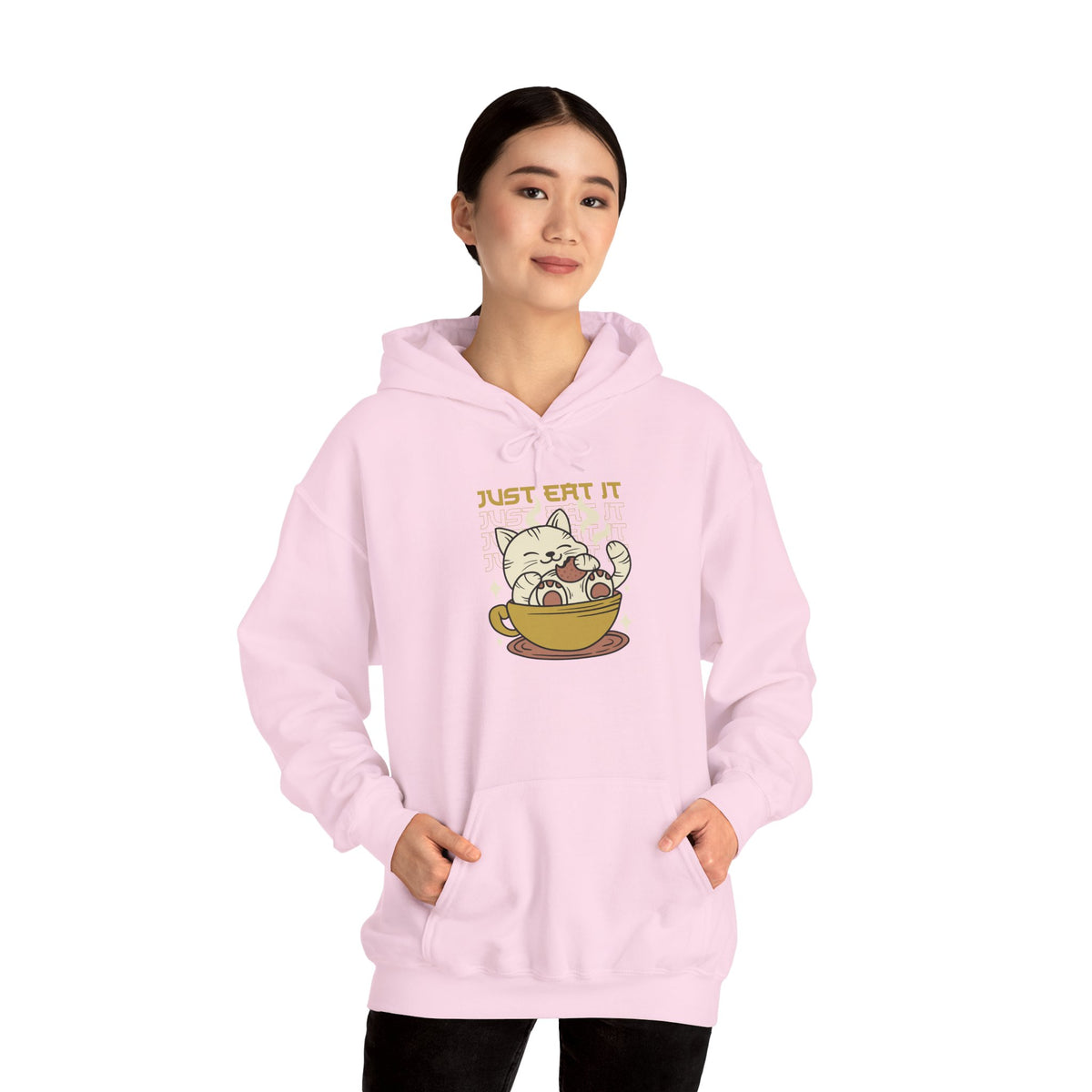 Cat Latte Hoodie - "Just Eat It" Cute Cat in Cup Sweatshirt