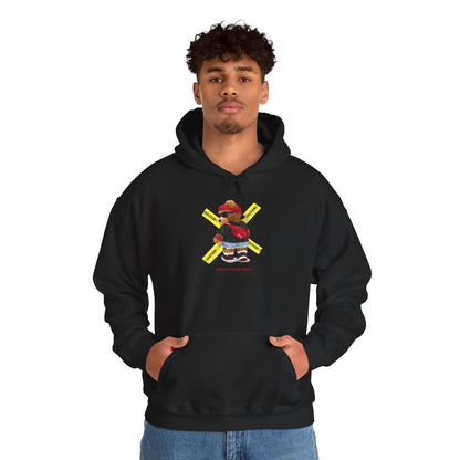 Hockey Bear Graphic Hoodie — 'Never Give Up' Cozy Skate Sweatshirt