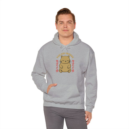 Hoodie — Cute 'You Are Enough' Kawaii Cat Comfort Hoodie