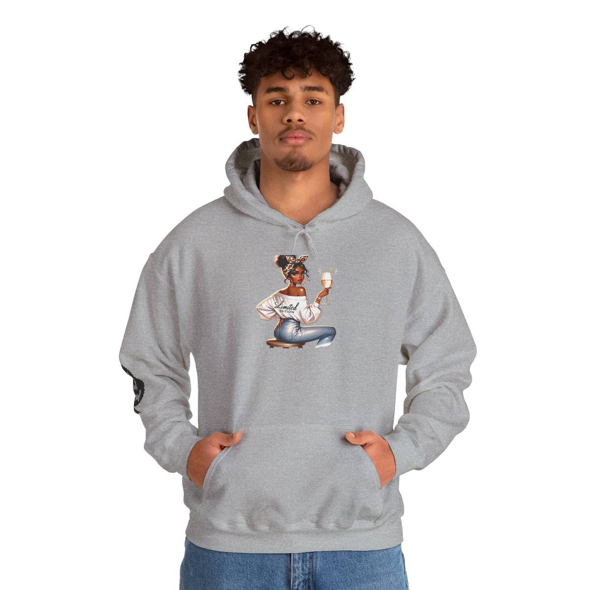 Cozy Chick Hoodie — Fashionable Woman Relaxing with Coffee Graphic Hooded Sweatshirt