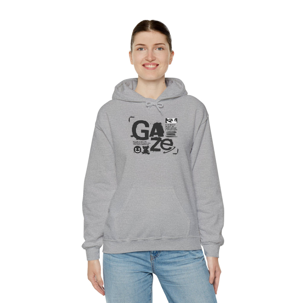 Gaze Graphic Hoodie — Distressed Text Urban Streetwear