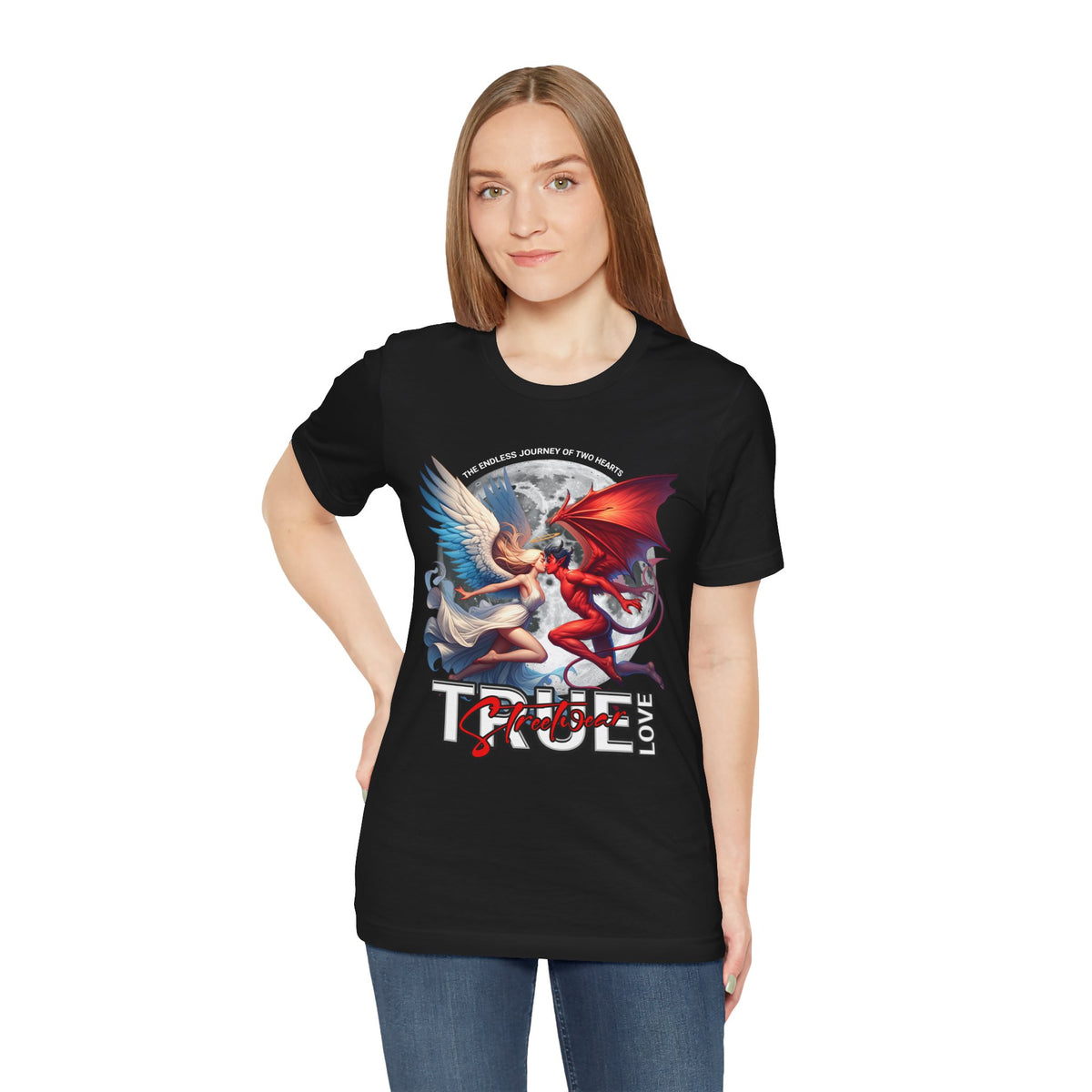True Love Tee — Angel & Devil Heart Graphic T-Shirt