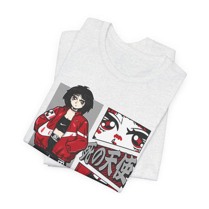 Anime Streetwear Tee — Red-Jacket Angel Graphic