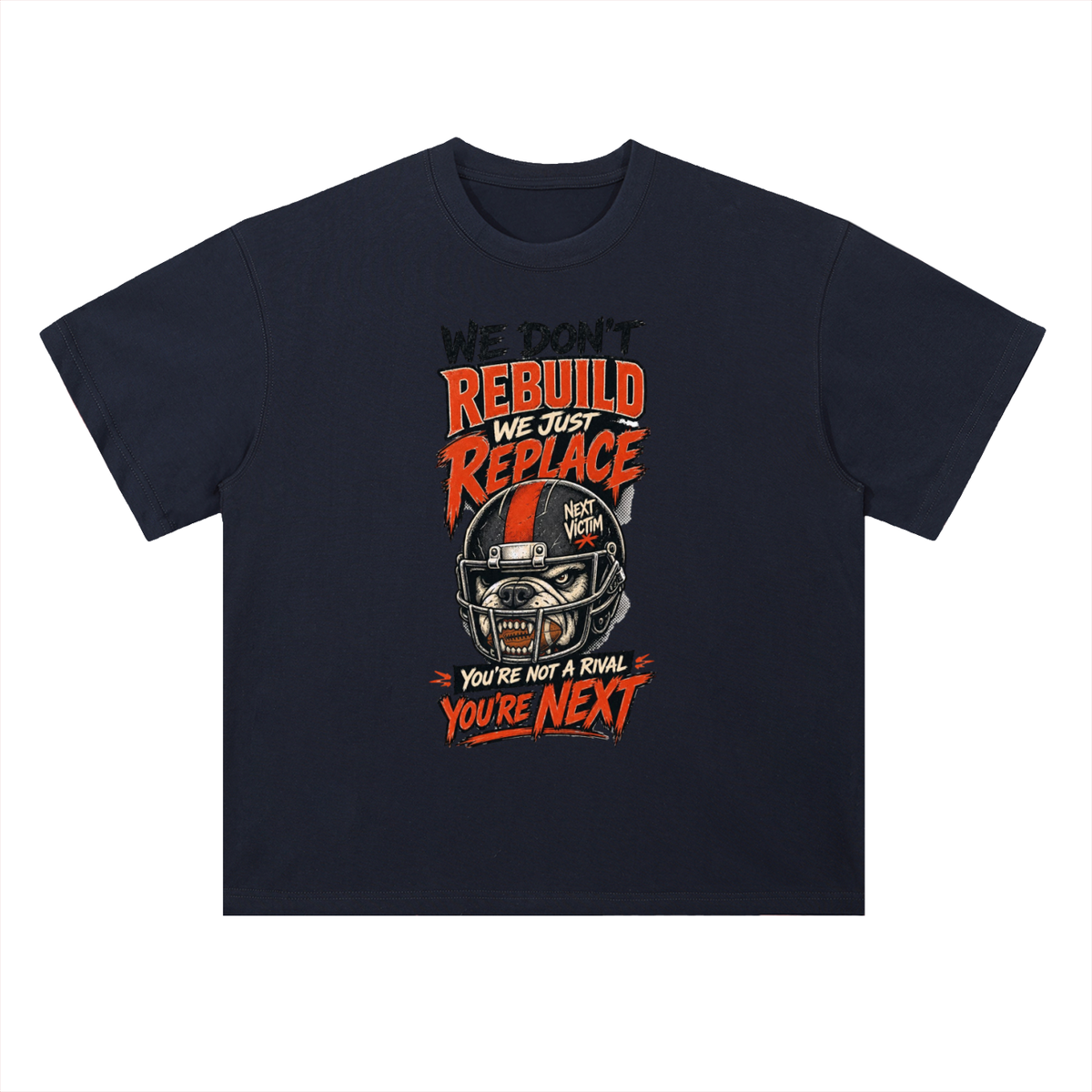 We Don't Rebuild Replace Hockey Mask Graphic Drop Shoulder Tee