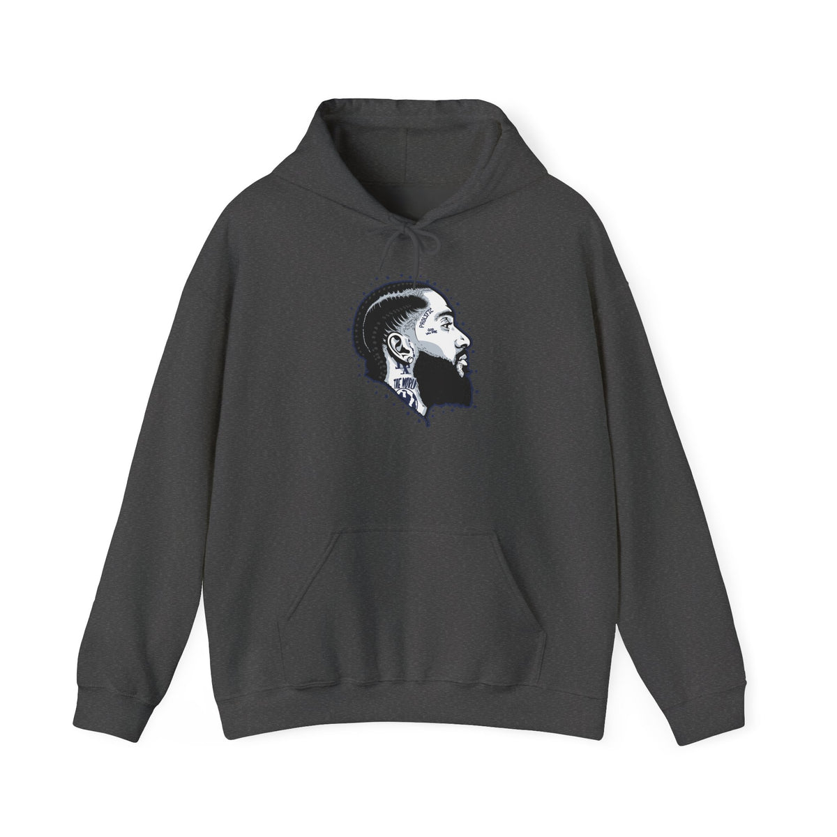 Portrait Graphic NIPSEY – Side Profile Ink Illustration Hooded