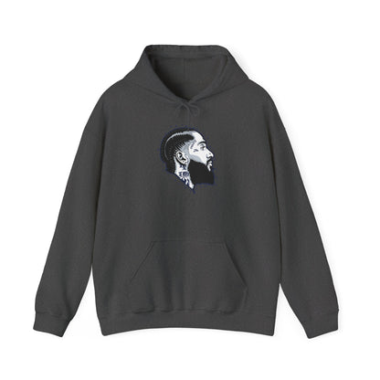 Portrait Graphic NIPSEY – Side Profile Ink Illustration Hooded