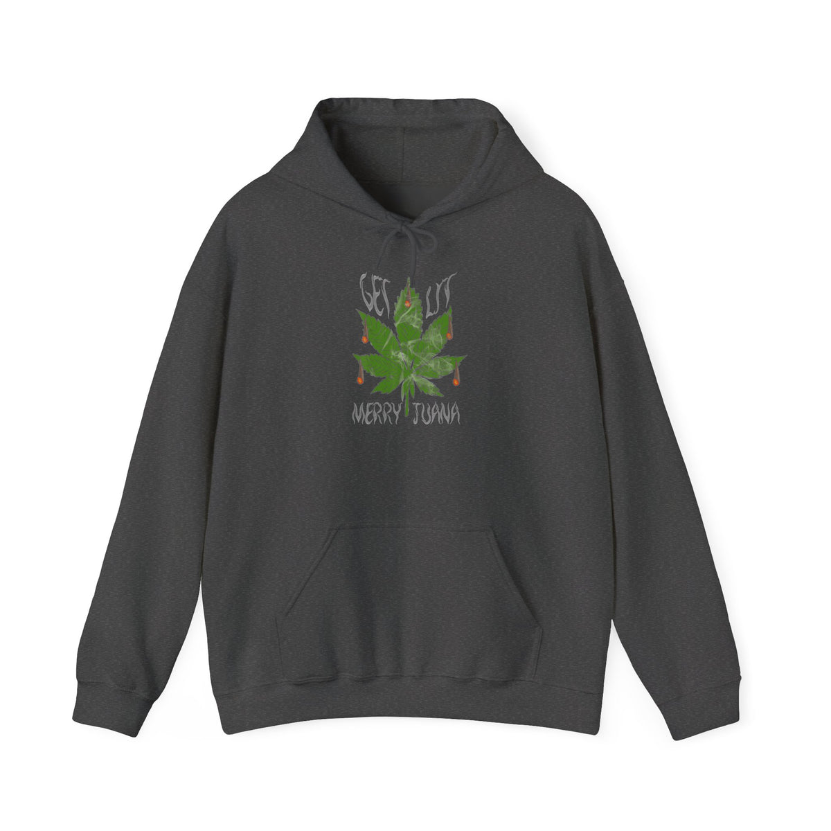 Cannabis Leaf Hoodie - "Get High" Retro Green Graphic Pullover