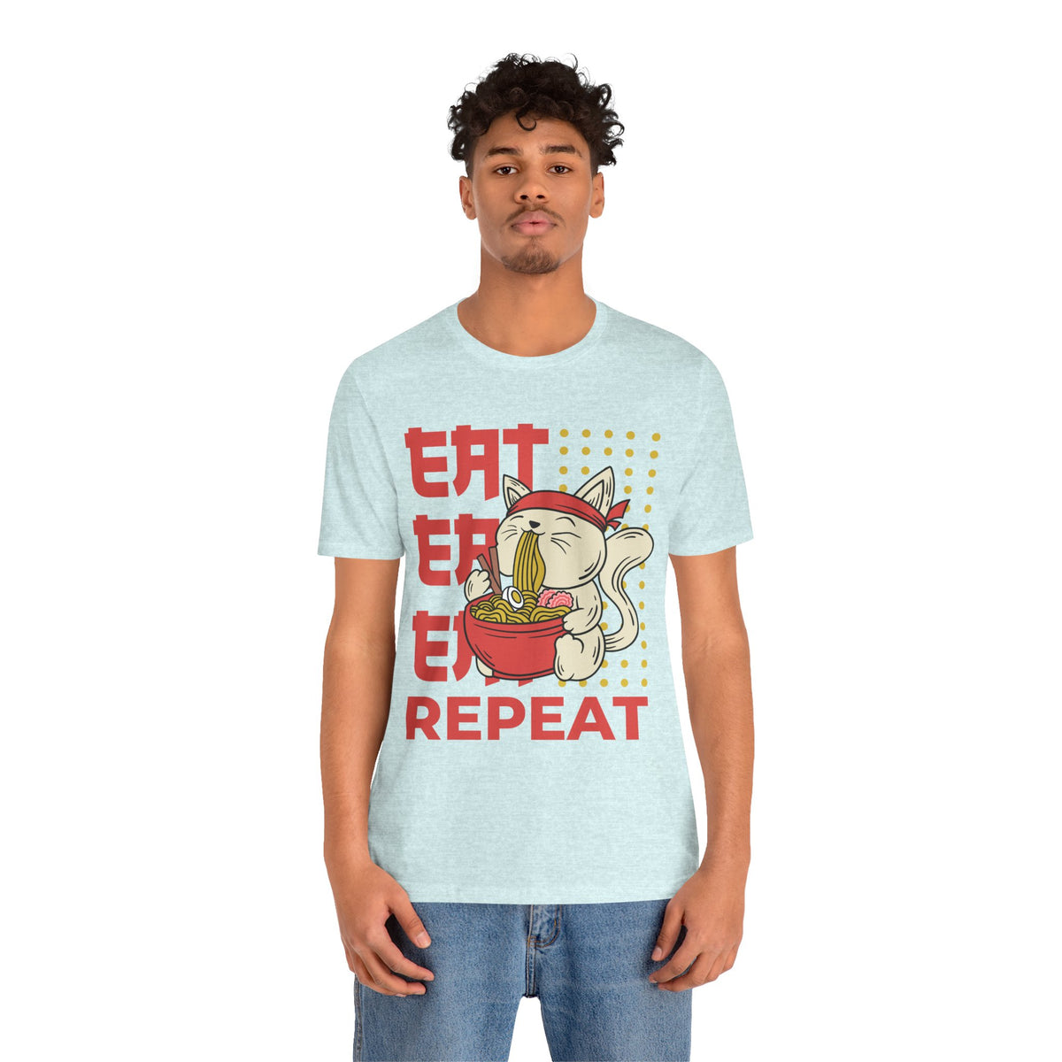 Ramen Cat Tee — "Eat Sleep Repeat" Cute Noodle Lover T-Shirt