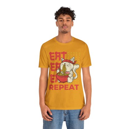 Ramen Cat Tee — "Eat Sleep Repeat" Cute Noodle Lover T-Shirt