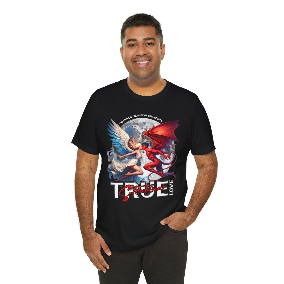 True Love Tee — Angel & Devil Heart Graphic T-Shirt