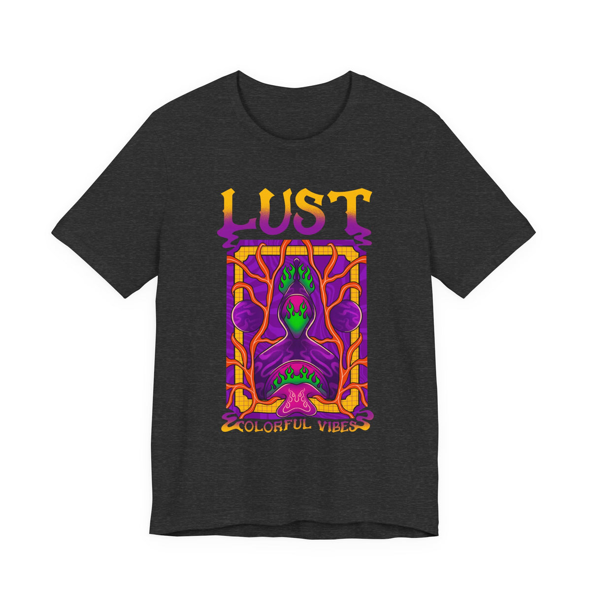 Lust Colorful Vibes Graphic Tee — Psychedelic Tarot-Inspired T-Shirt