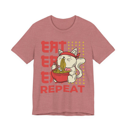Ramen Cat Tee — "Eat Sleep Repeat" Cute Noodle Lover T-Shirt