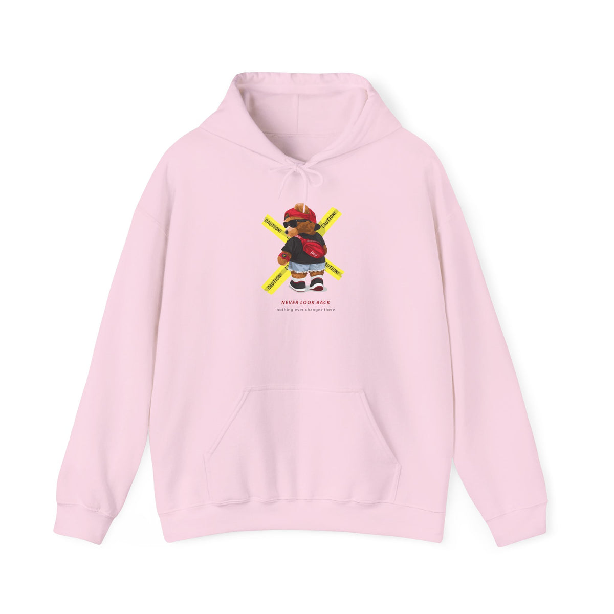 Hockey Bear Graphic Hoodie — 'Never Give Up' Cozy Skate Sweatshirt