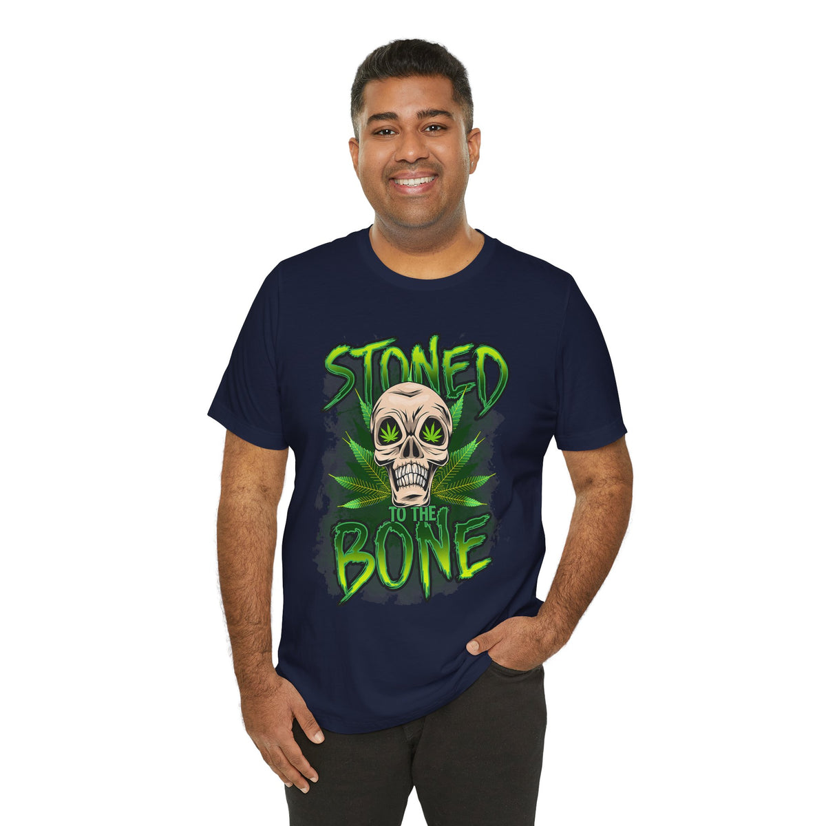Stoned to the Bone Skull Tee — Cannabis Leaf Graphic T-Shirt