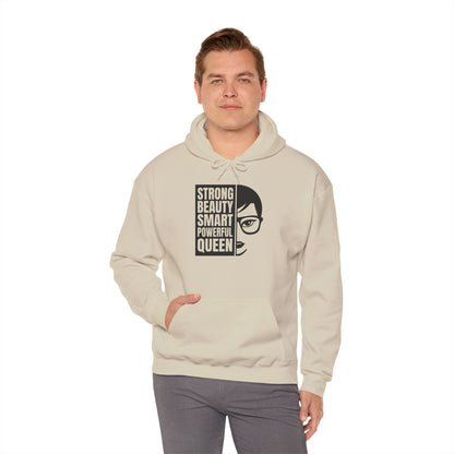 Queen Portrait Hoodie — "Strong Beauty Smart Powerful Queen" Empowerment Sweatshirt