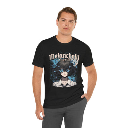 Melancholy Tragedia Anime Tee — Blue Butterflies Graphic T-Shirt