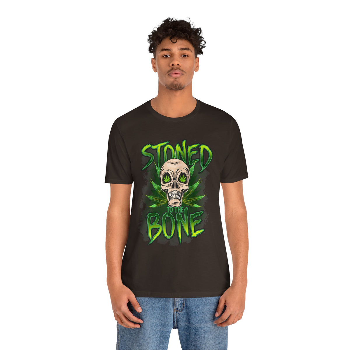 Stoned to the Bone Skull Tee — Cannabis Leaf Graphic T-Shirt
