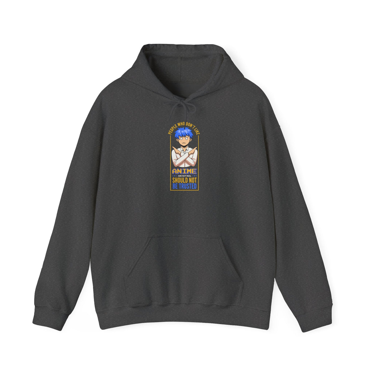 Anime Blue-Haired Character Hoodie — 'Promise to Be Trusted' Graphic Pullover