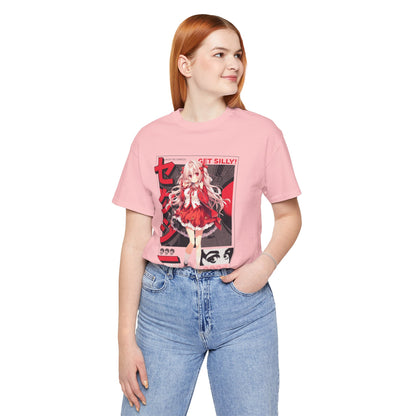 Anime Girl Graphic Tee — "Get Silly!" Red Harajuku Style T-Shirt