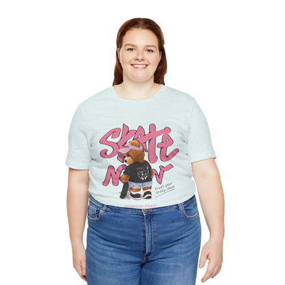 Skate Mom Bear Tee — Cute Pink Skateboard Graphic T-Shirt