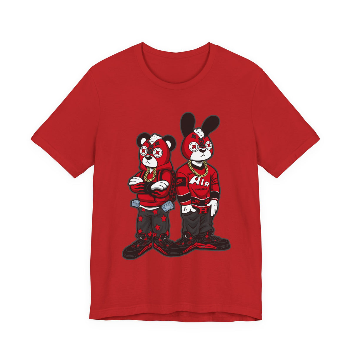Streetwear Cartoon Bear & Bunny Tee — Hip Hop Graphic T-Shirt