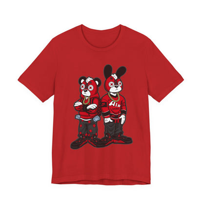 Streetwear Cartoon Bear & Bunny Tee — Hip Hop Graphic T-Shirt