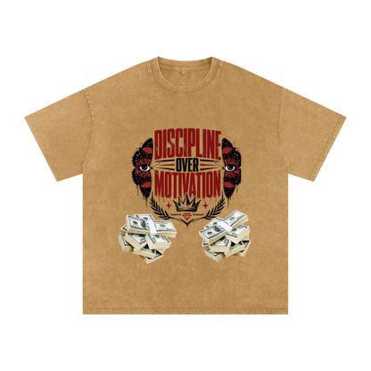Discipline Over Motivation Snow-Washed Cotton Tee