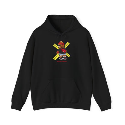 Hockey Bear Graphic Hoodie — 'Never Give Up' Cozy Skate Sweatshirt