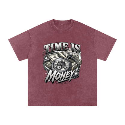 Time Is Money Snow-Washed Cotton Graphic Tee