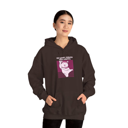Hoodie — Retro Pink Cat 'Do What Makes You Happy' Graphic Sweatshirt