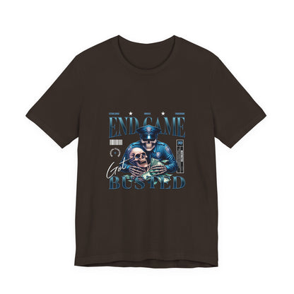 Endgame Got Busted Tee — Police Skull Graphic T-Shirt