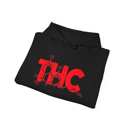 THC Molecule Hoodie – Red Chemistry Logo Cannabis Sweatshirt