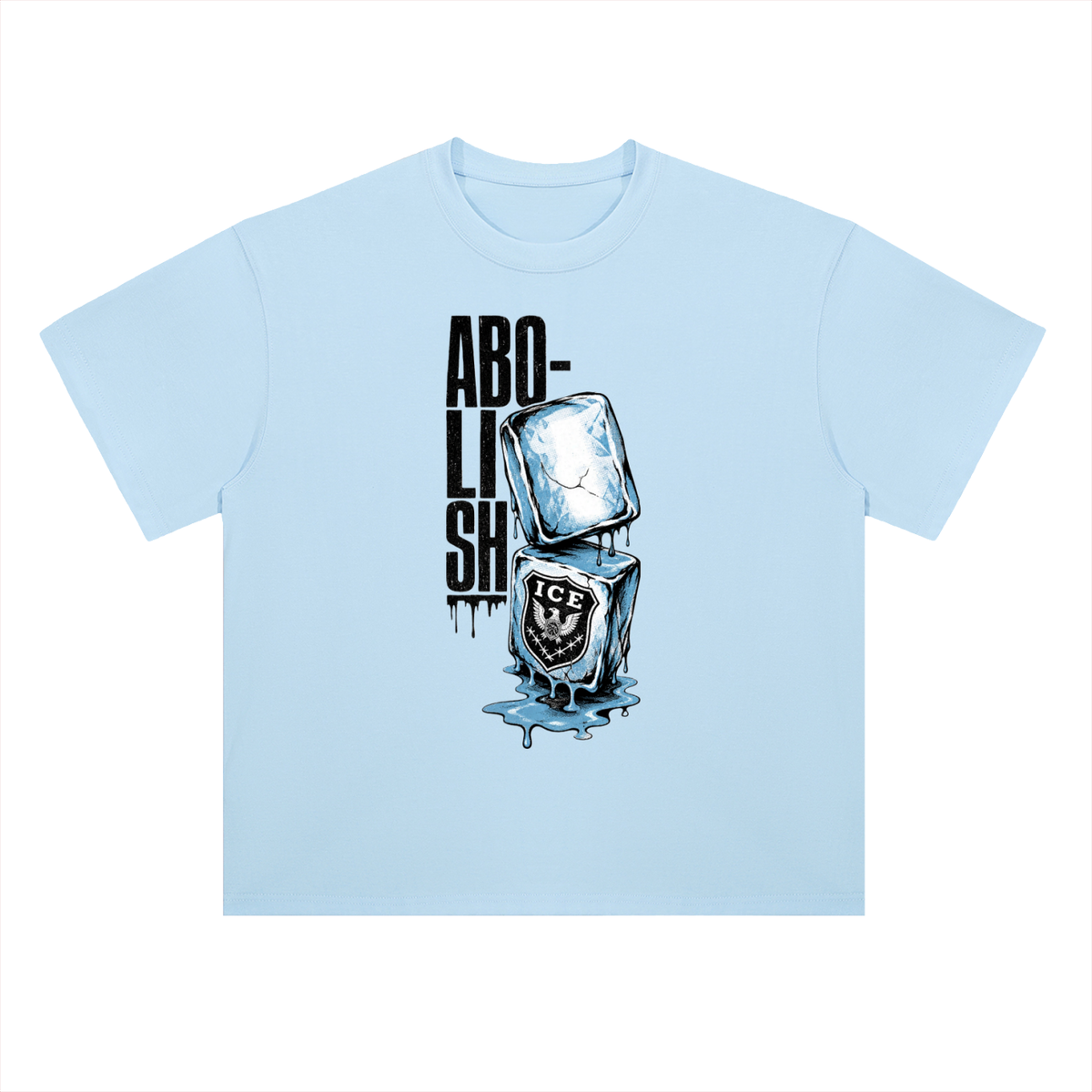 Abolish ICE Melting Ice Cube Graphic Drop Shoulder Tee