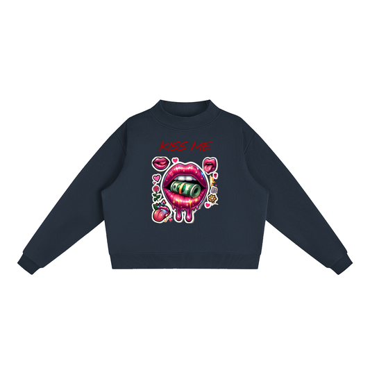 Kiss Me Lips Oversized Graphic Sweatshirt