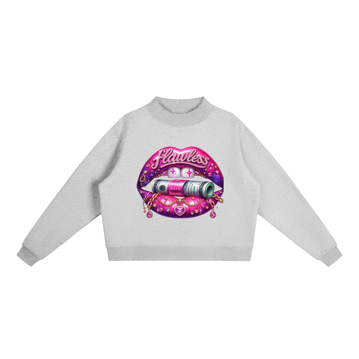 Flawless Lips Oversized Mock-Neck Sweatshirt
