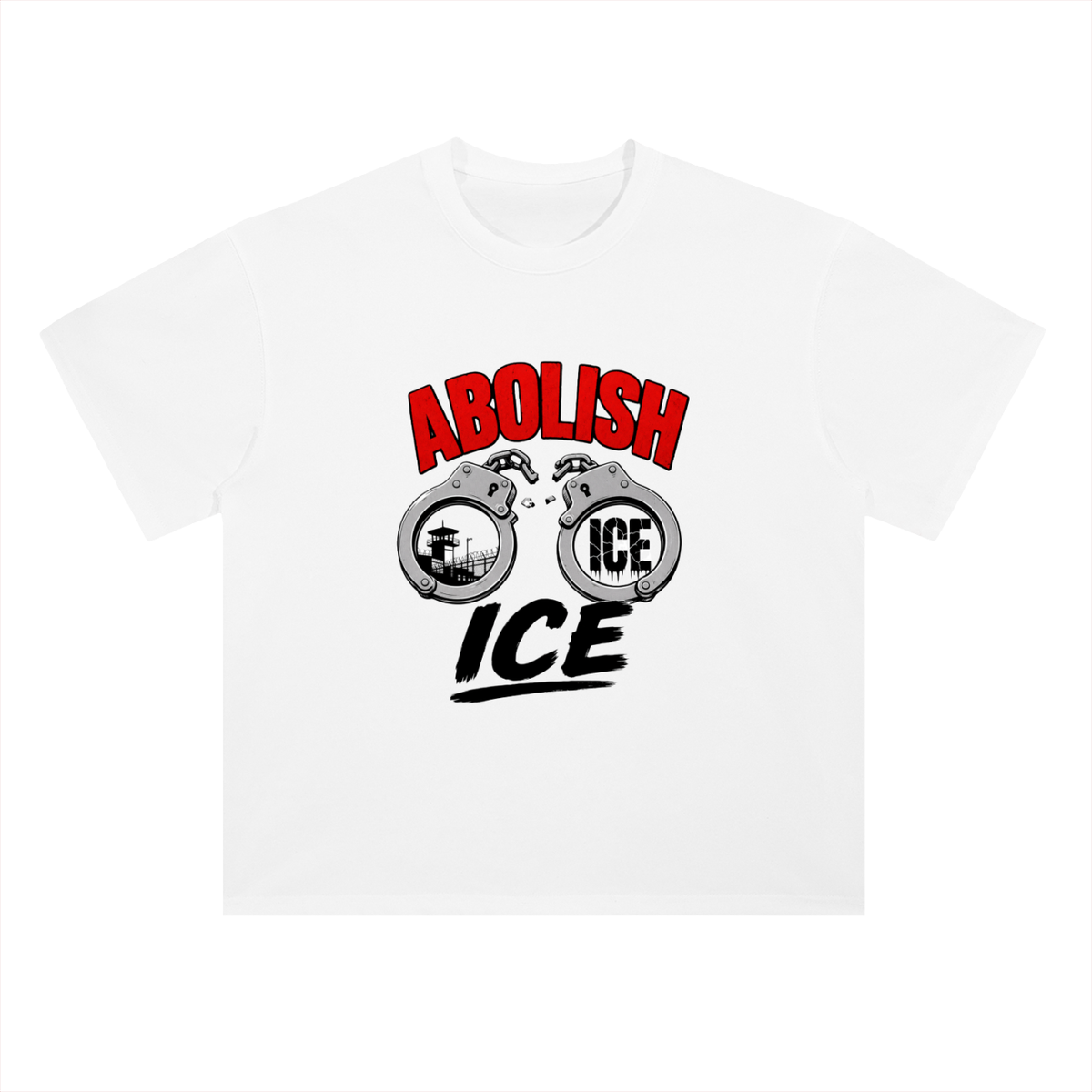 Abolish ICE Handcuffs Graphic Drop Shoulder Tee