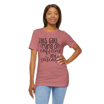 Funny Women’s Tee — "This Girl Runs on Caffeine and Sarcastic"