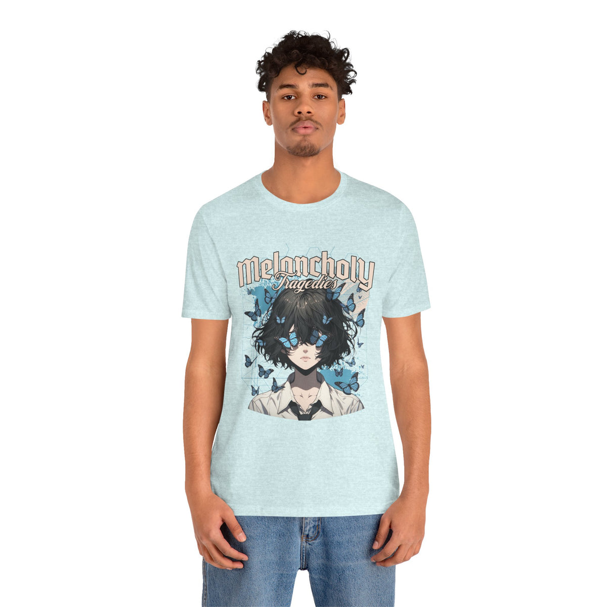 Melancholy Tragedia Anime Tee — Blue Butterflies Graphic T-Shirt