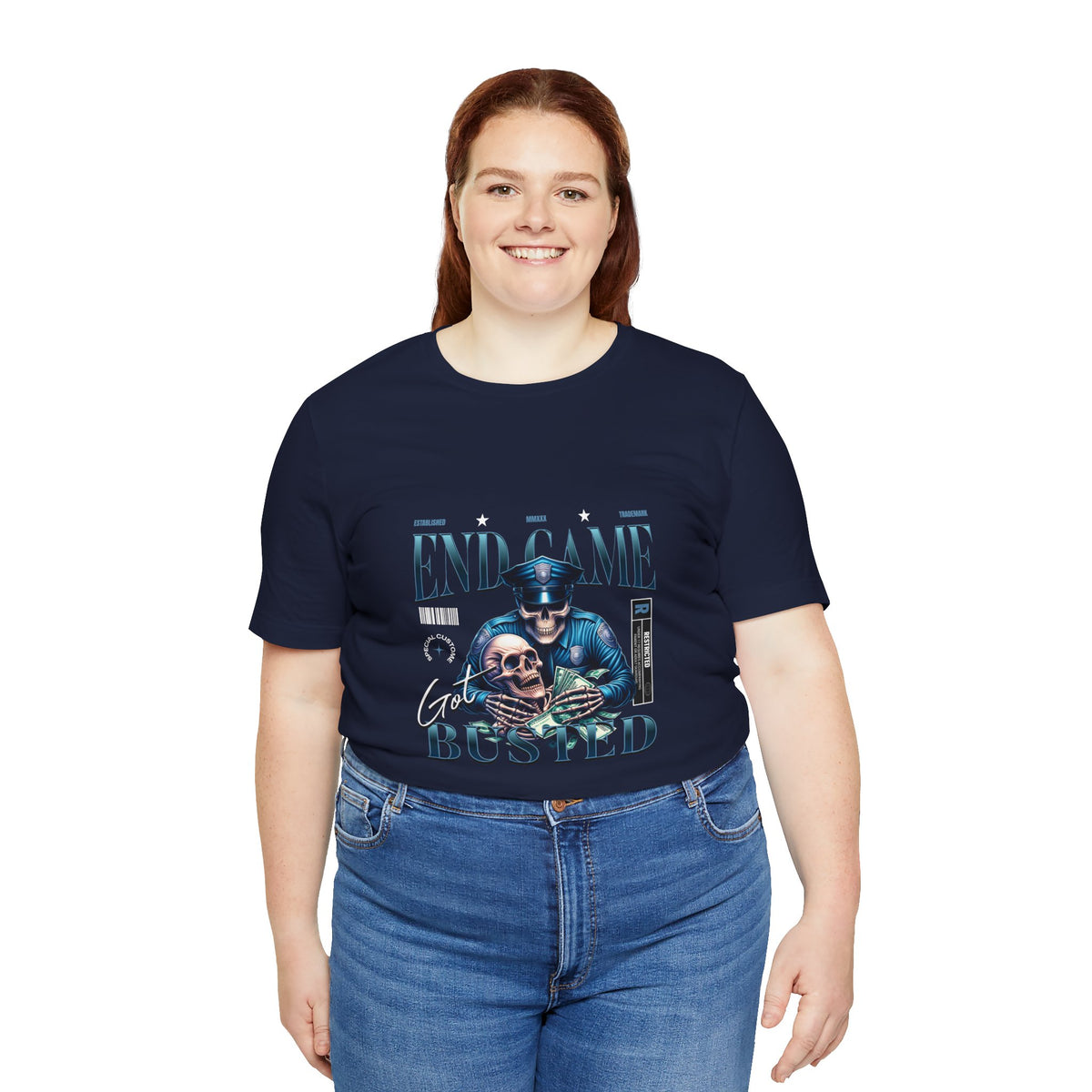 Endgame Got Busted Tee — Police Skull Graphic T-Shirt
