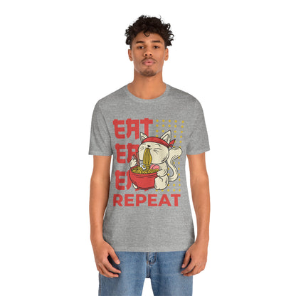 Ramen Cat Tee — "Eat Sleep Repeat" Cute Noodle Lover T-Shirt