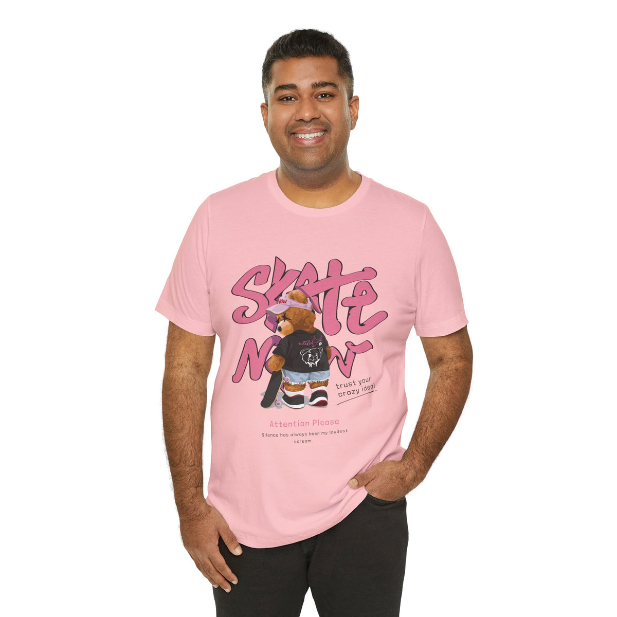 Skate Mom Bear Tee — Cute Pink Skateboard Graphic T-Shirt