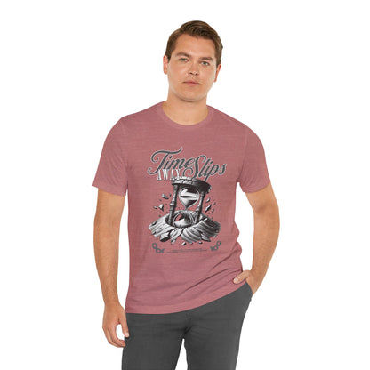 Time Slips Hourglass T‑Shirt — Vintage Black & White Graphic Tee