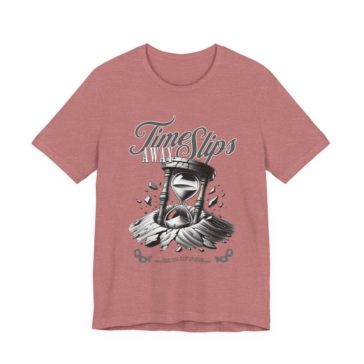Time Slips Hourglass T‑Shirt — Vintage Black & White Graphic Tee