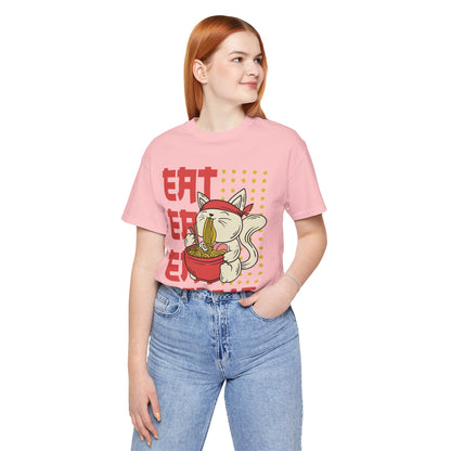 Ramen Cat Tee — "Eat Sleep Repeat" Cute Noodle Lover T-Shirt