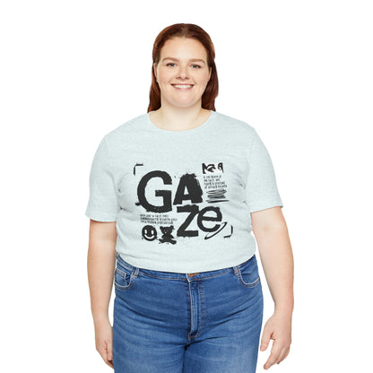 Gaze Typography Graphic Tee — Abstract Monochrome Text Art T-Shirt