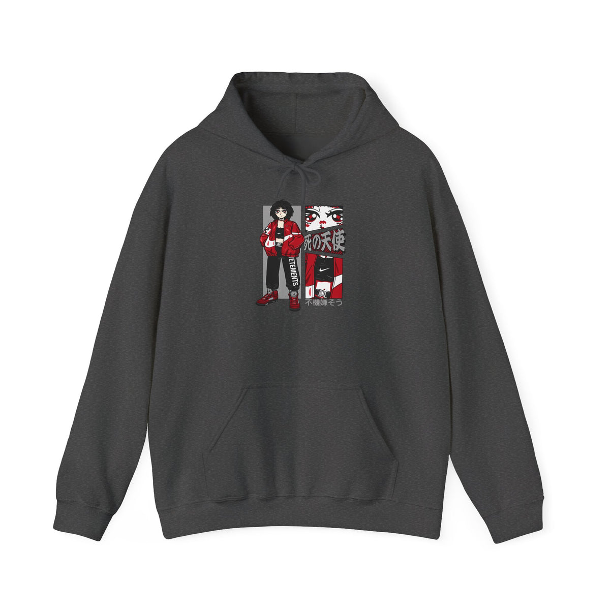 Anime Streetwear Red-Jacket Angel Hooded Sweatshirt