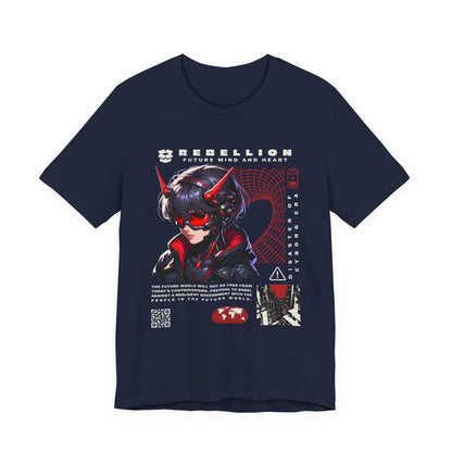 Anime Devil Girl Graphic Tee — "Rebellion" Cyberpunk Streetwear